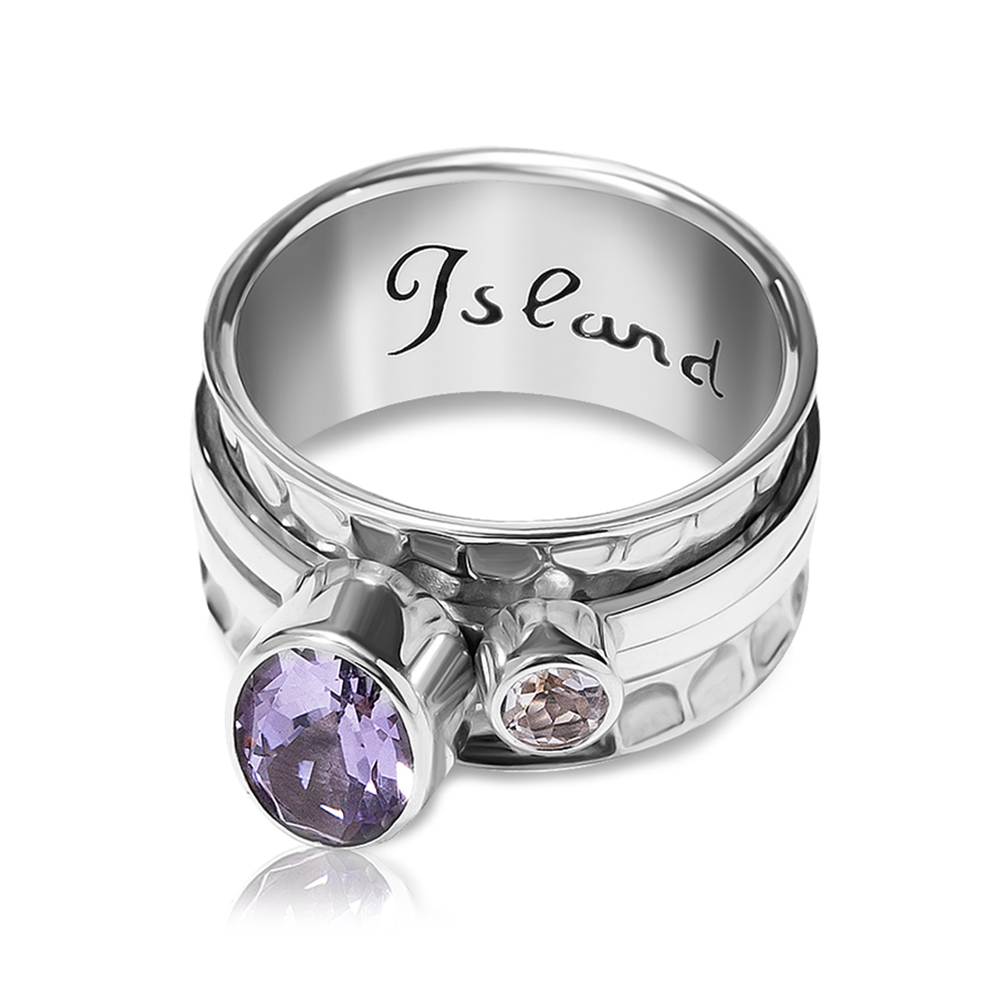 03-00-0315 Кольцо-механизм с овальным аметистом и белым топазом (Ag 925)-1