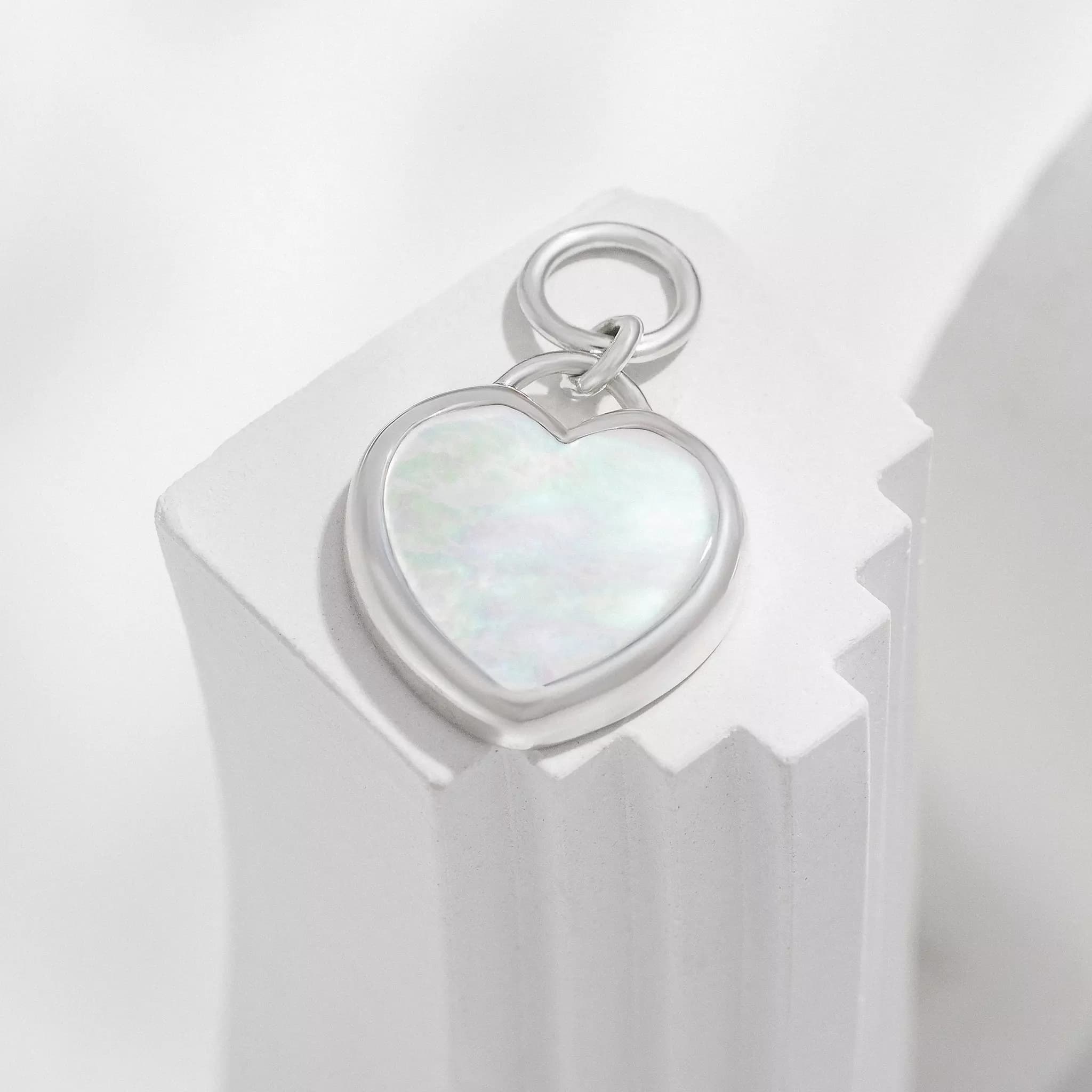 04-00-0478 Подвеска на серьгу сердце из перламутра  (Ag 925)-2
