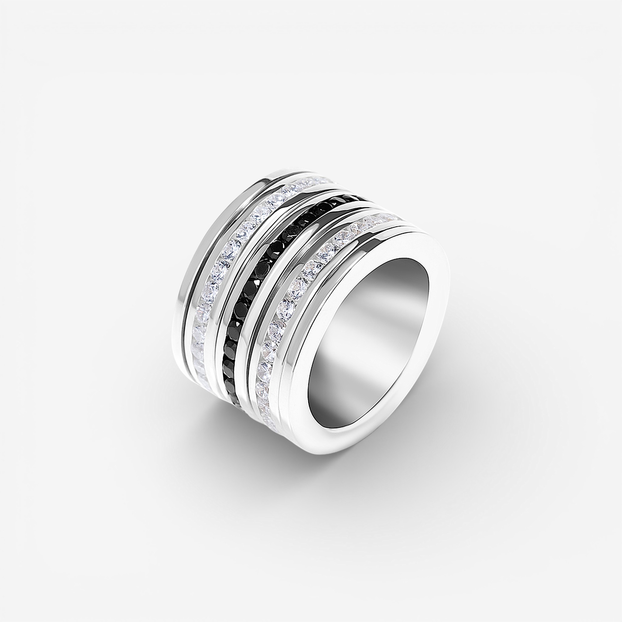 03-00-0393 Кольцо-механизм три дорожки цирконов (Ag 925)-1