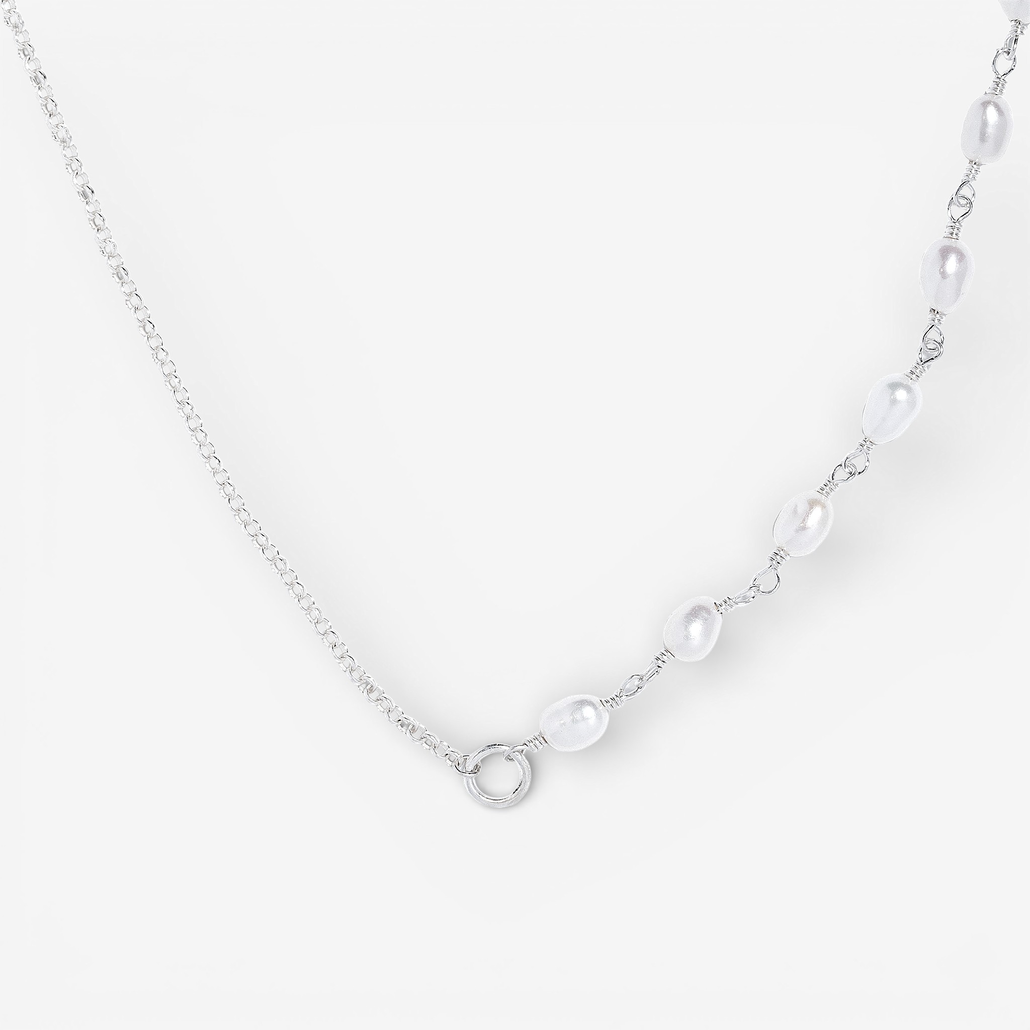 09-00-0021 Колье половинка с белым жемчугом "Добавь смысл" (Ag 925)-1