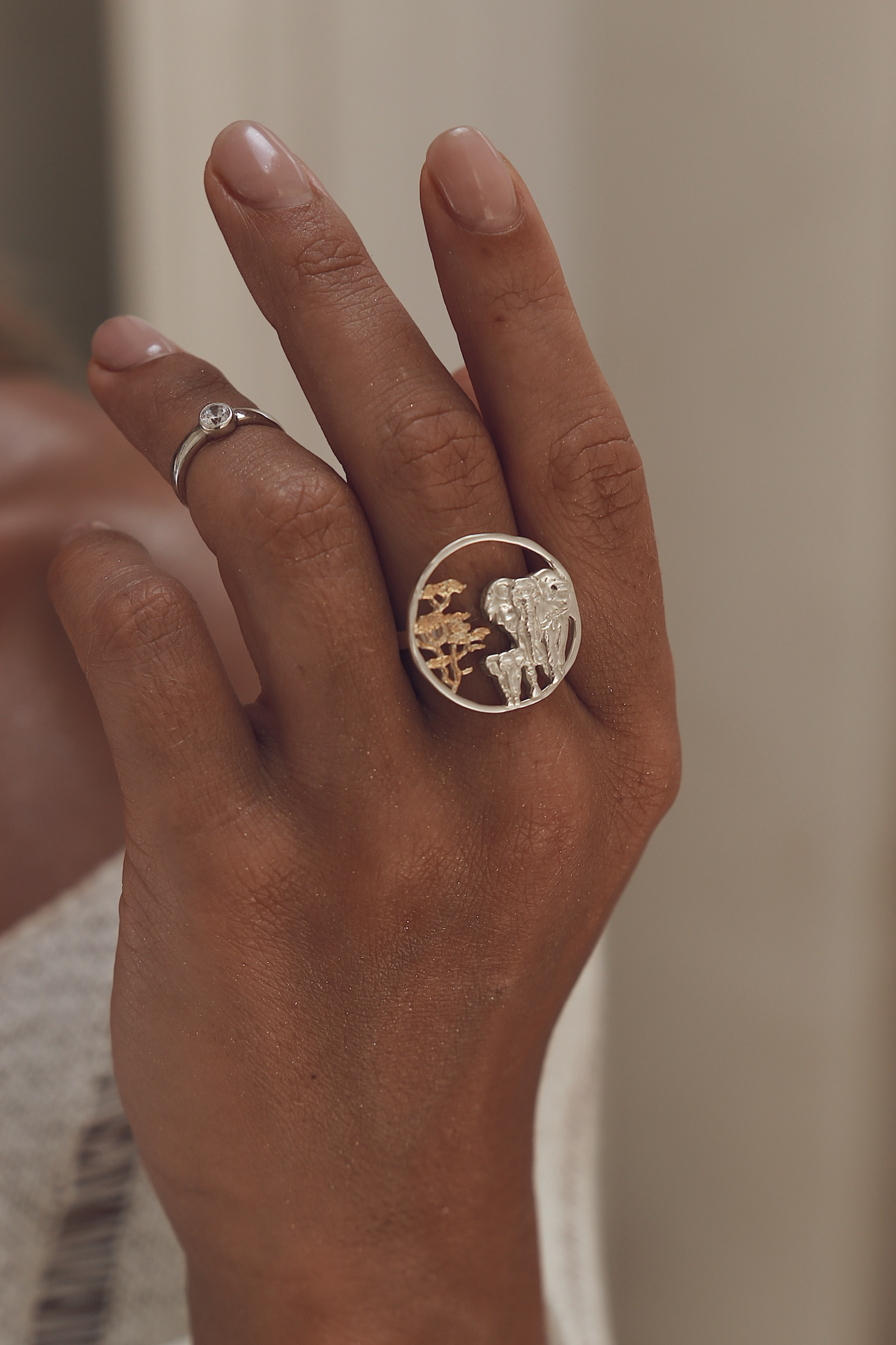 03-00-0623 Кольцо-сфера "Elephants" (Ag 925)-2