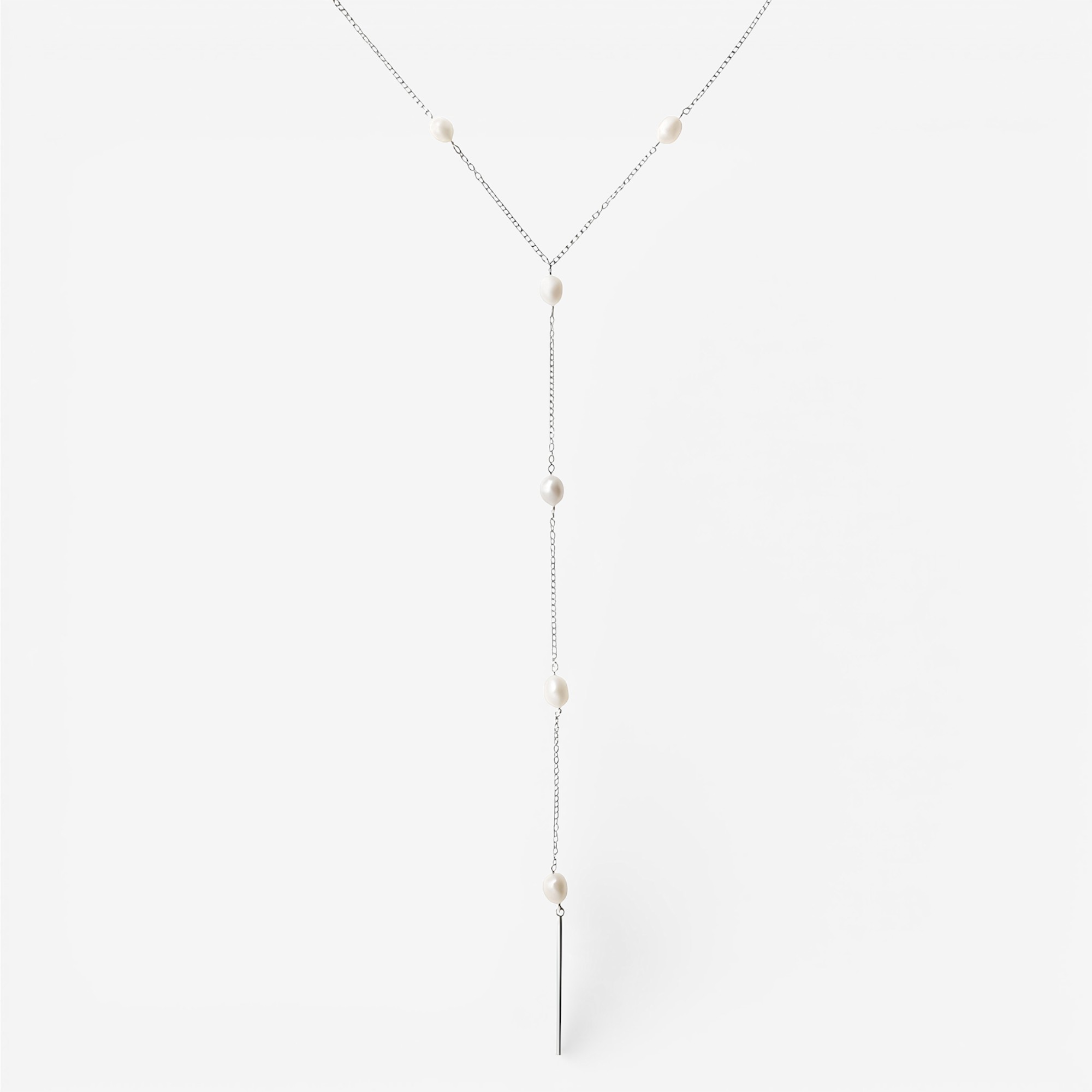 01-00-0071 Одинарный галстук с белым жемчугом (Ag 925)-1