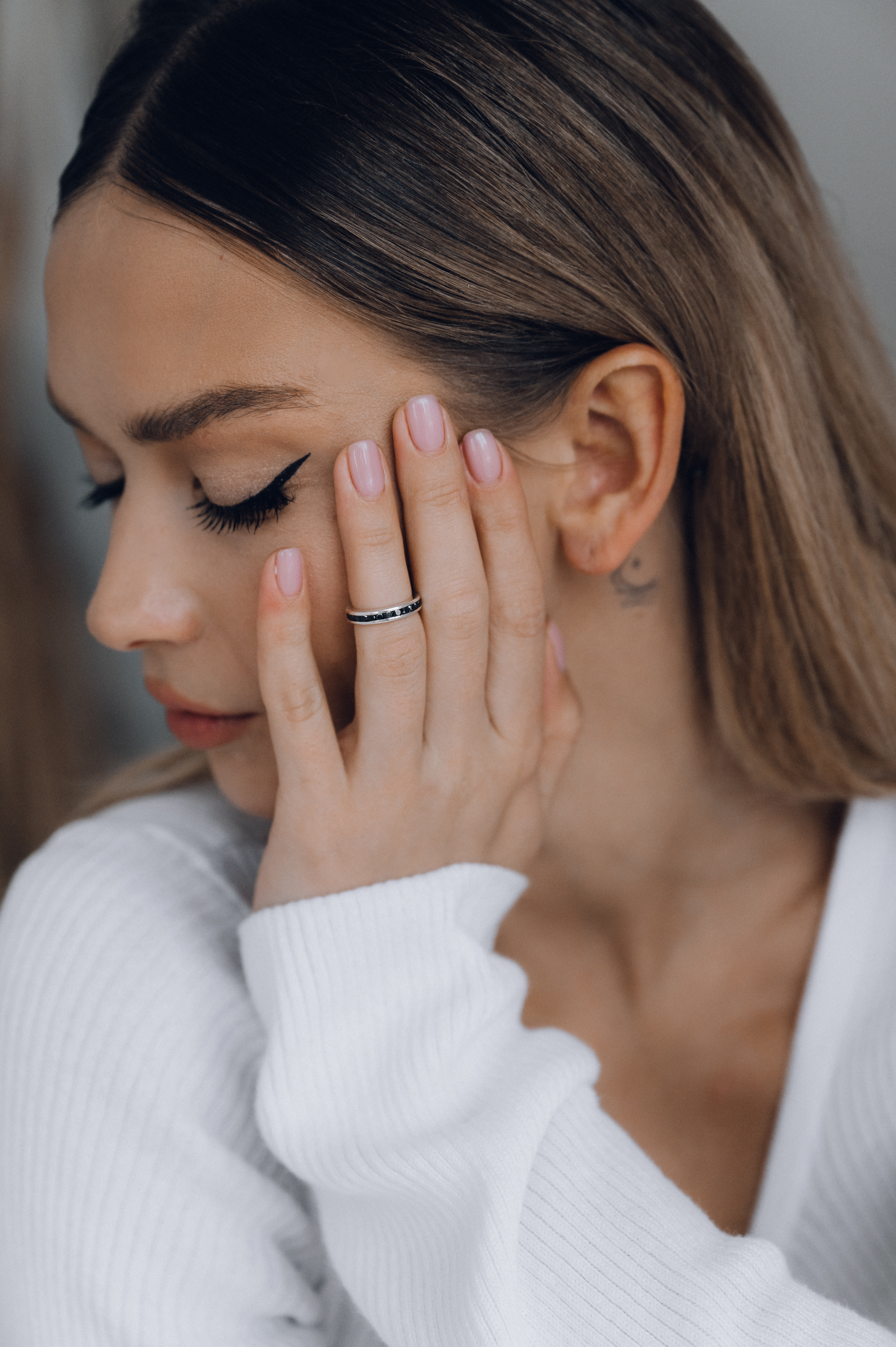 03-00-0302 Кольцо на фалангу с дорожкой черных цирконов (Ag 925)-6