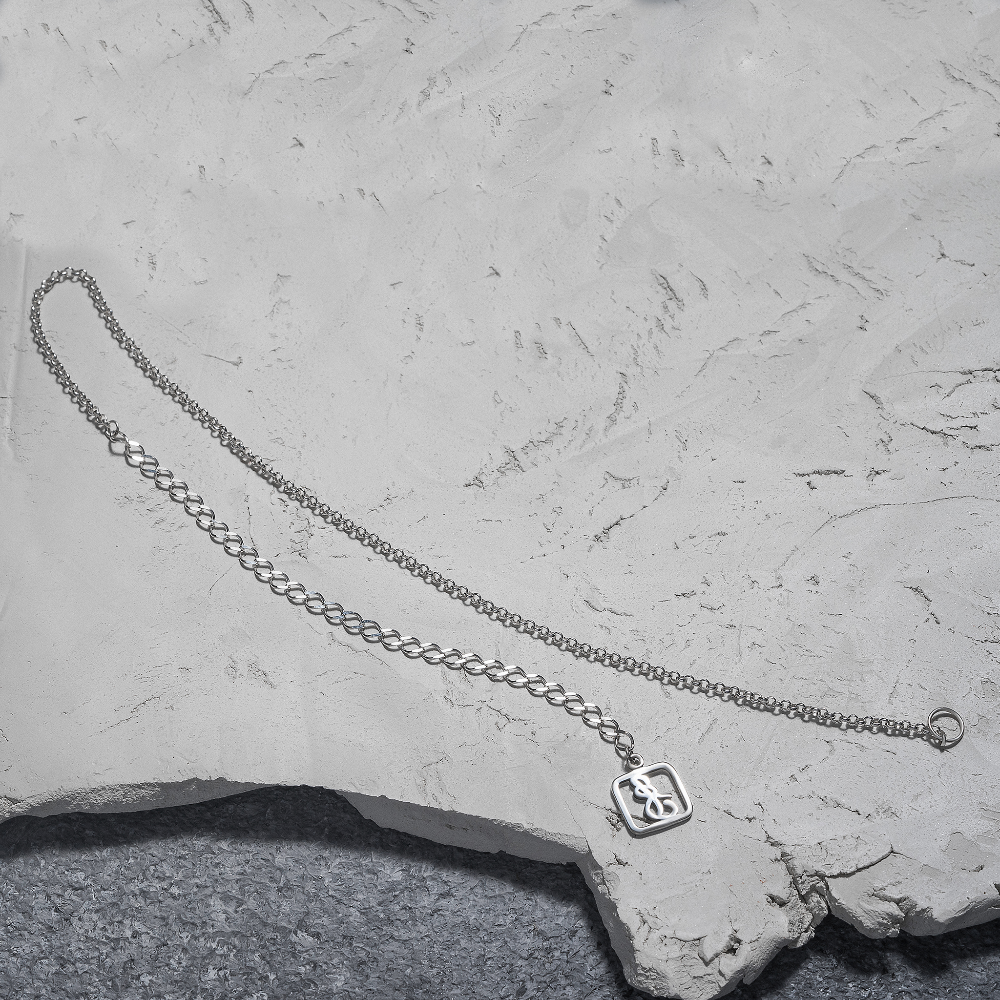 01-00-0650 Цепочка на карабин Rollo (20см) (Ag 925)-2