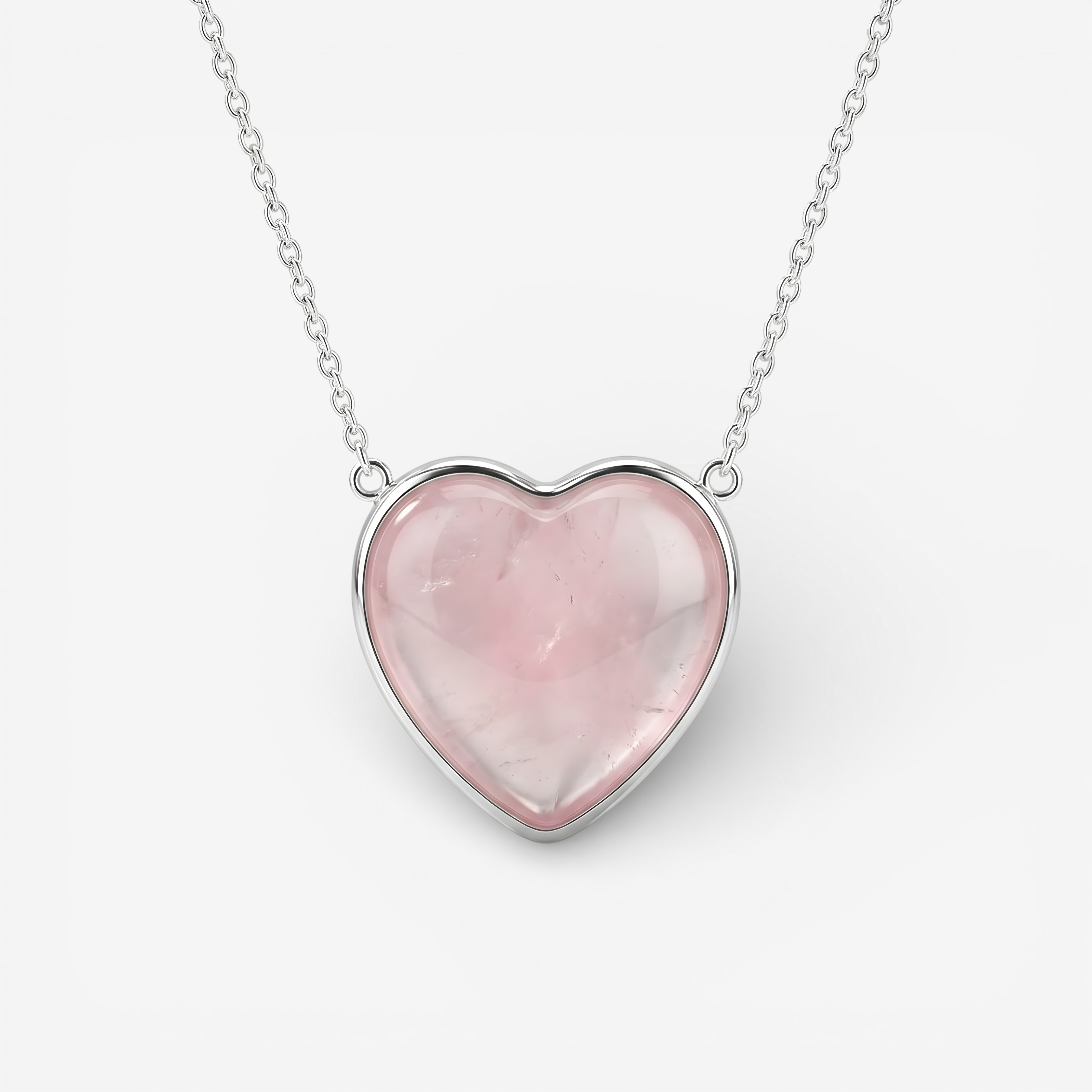 01-00-0284 Колье с сердцем из розового кварца (Ag 925)-1