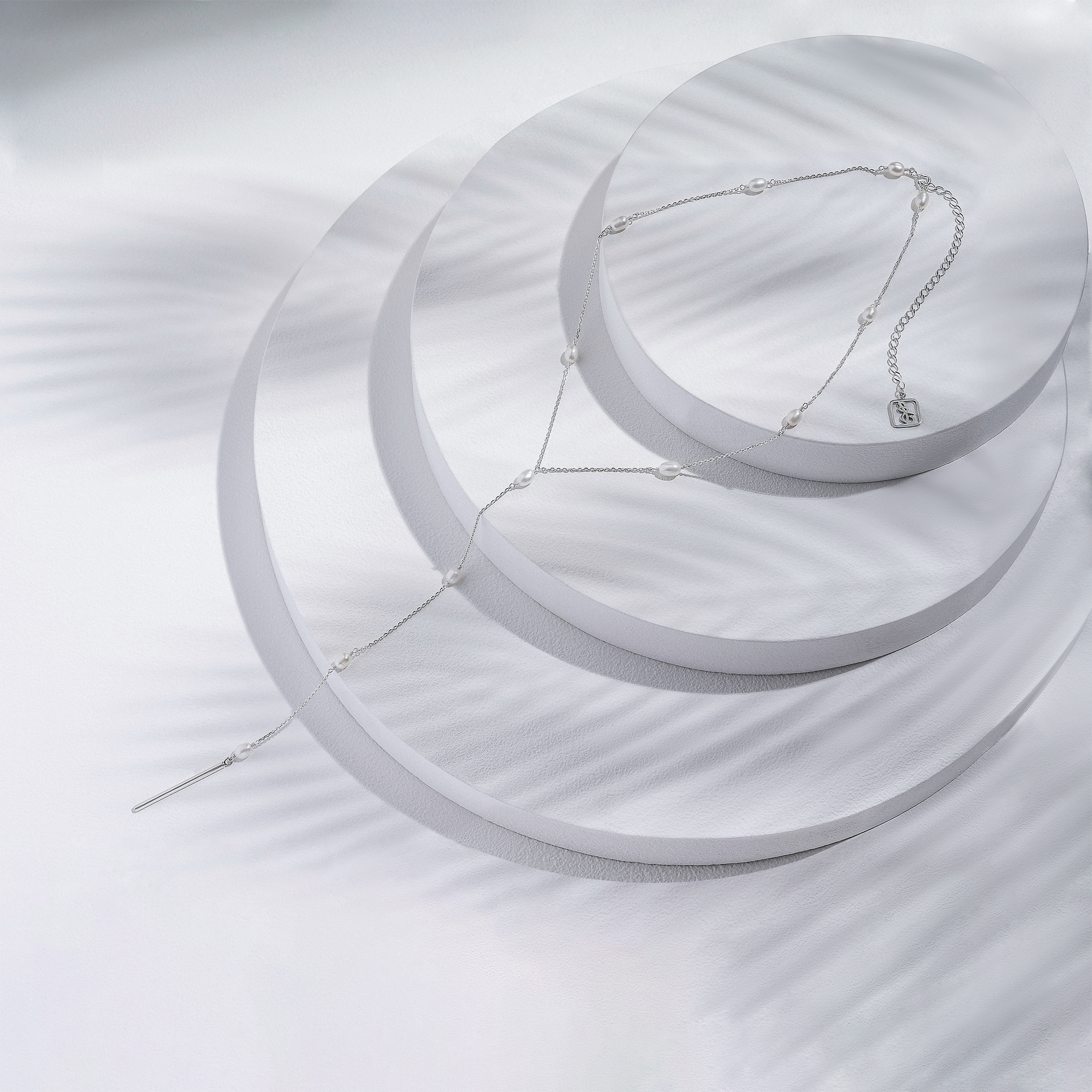 01-00-0071 Одинарный галстук с белым жемчугом (Ag 925)-2