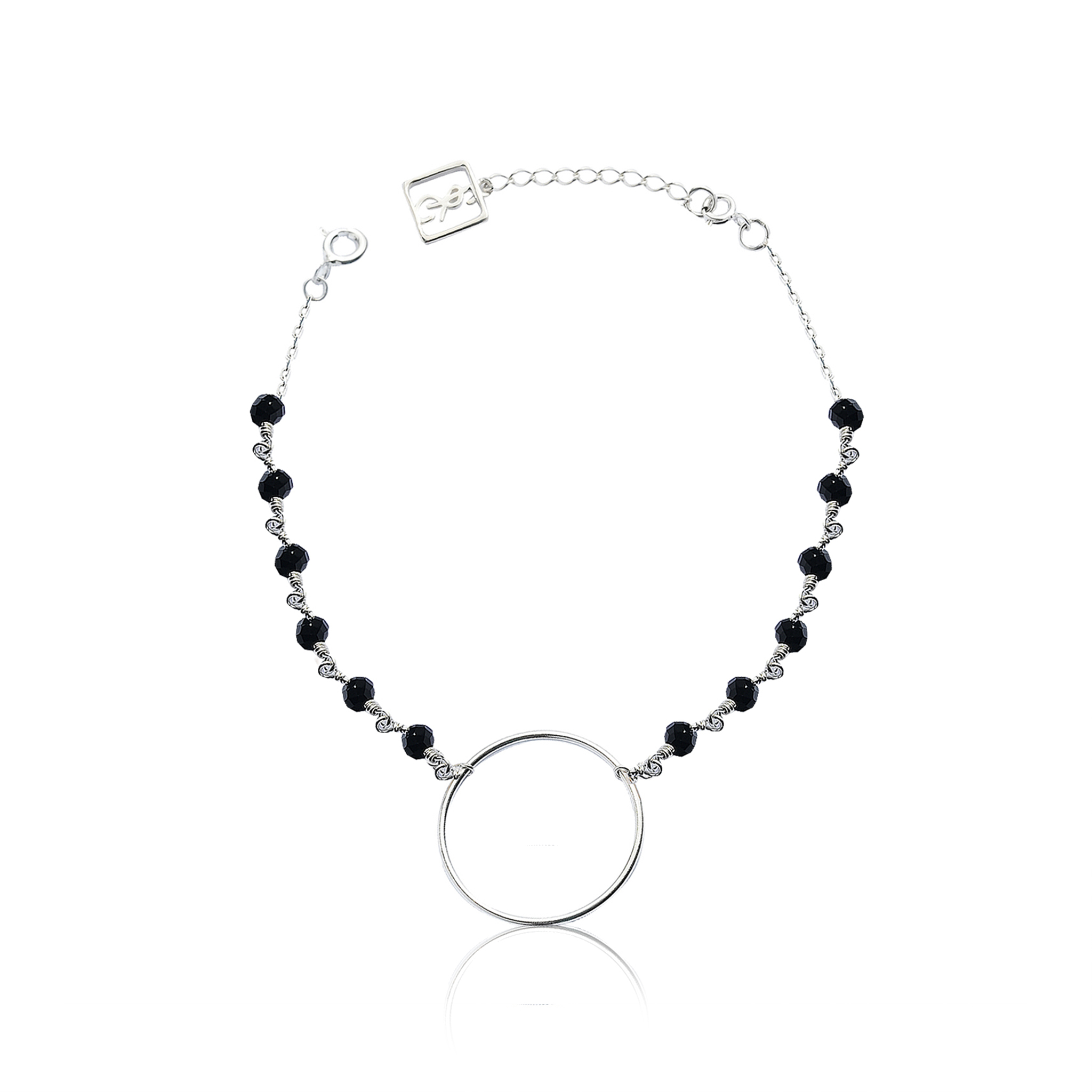 02-00-0013 Браслет бесконечность с чёрным ониксом (Ag 925)-1