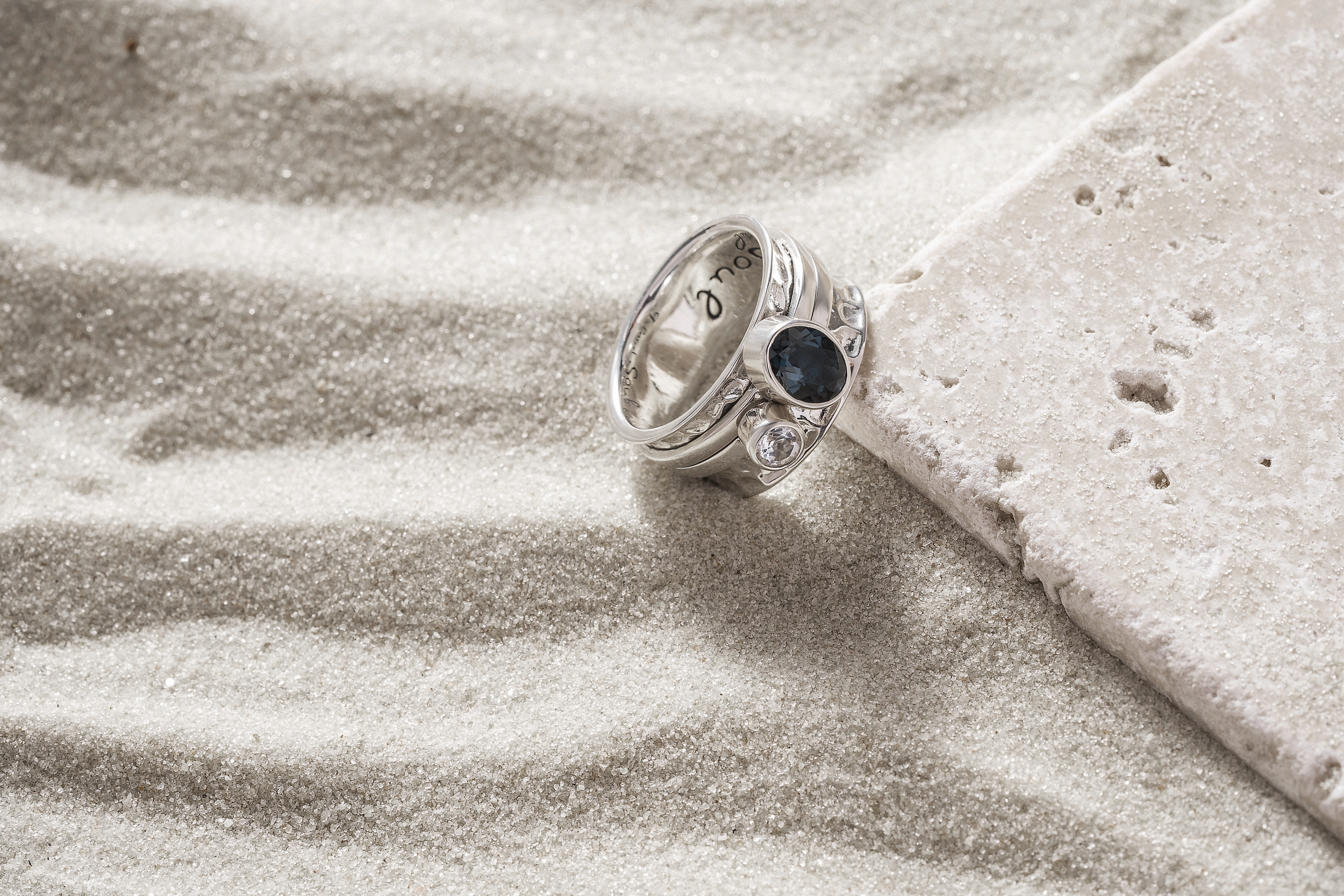 03-00-0347 Кольцо-механизм с овальным лондонским и круглым белым топазами (Ag 925)-4