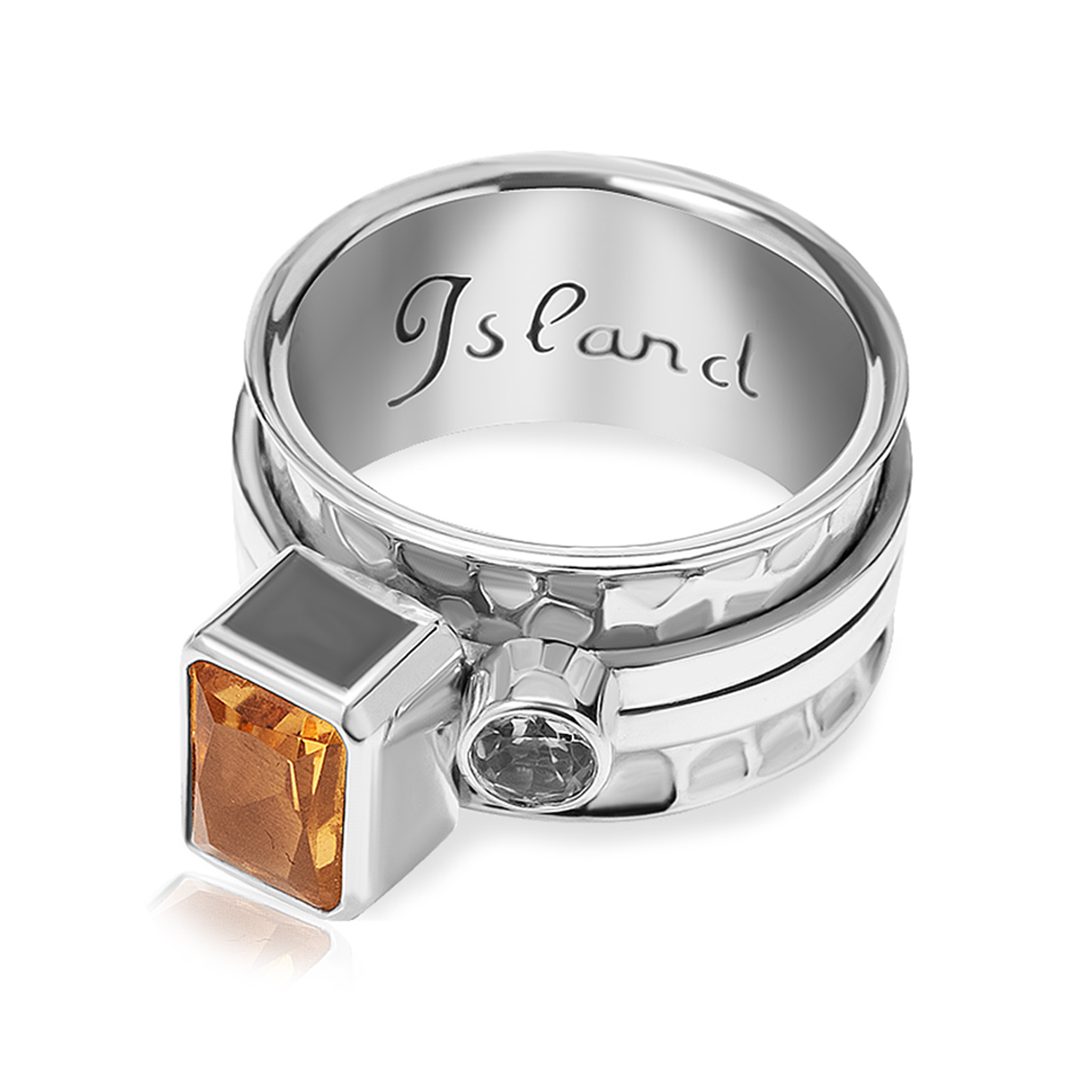 03-00-0328 Кольцо-механизм с прямоугольным цитрином и белым топазом (Ag 925)-1