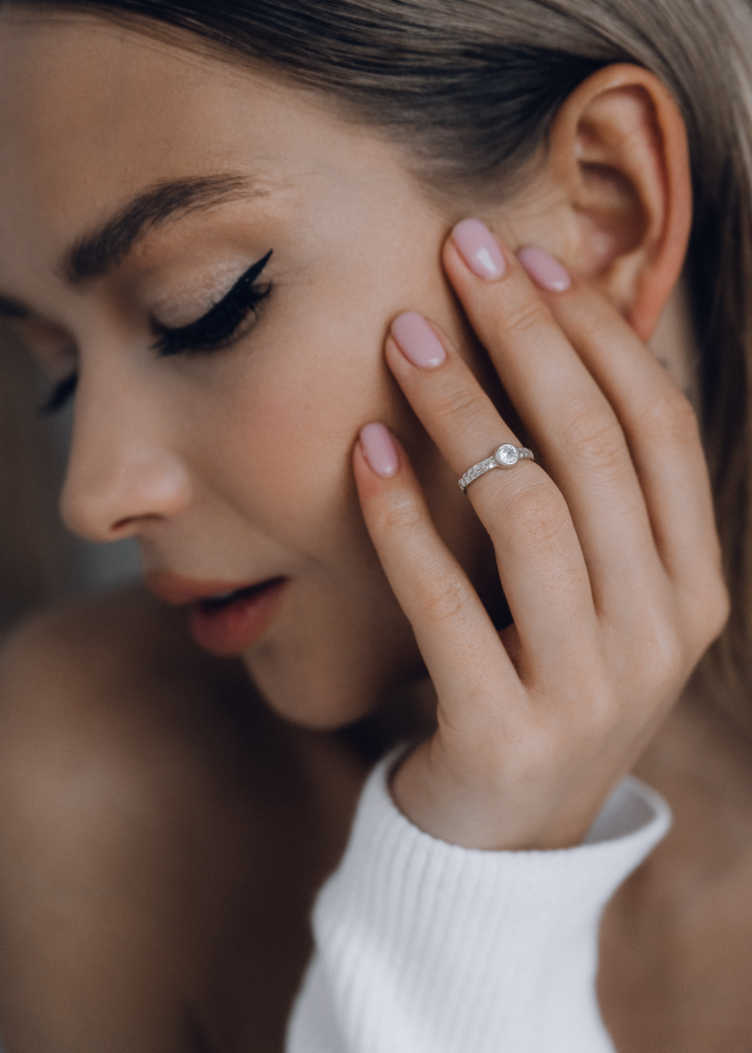 03-00-0160 Кольцо на фалангу с белым цирконом (мятое) (Ag 925)-6