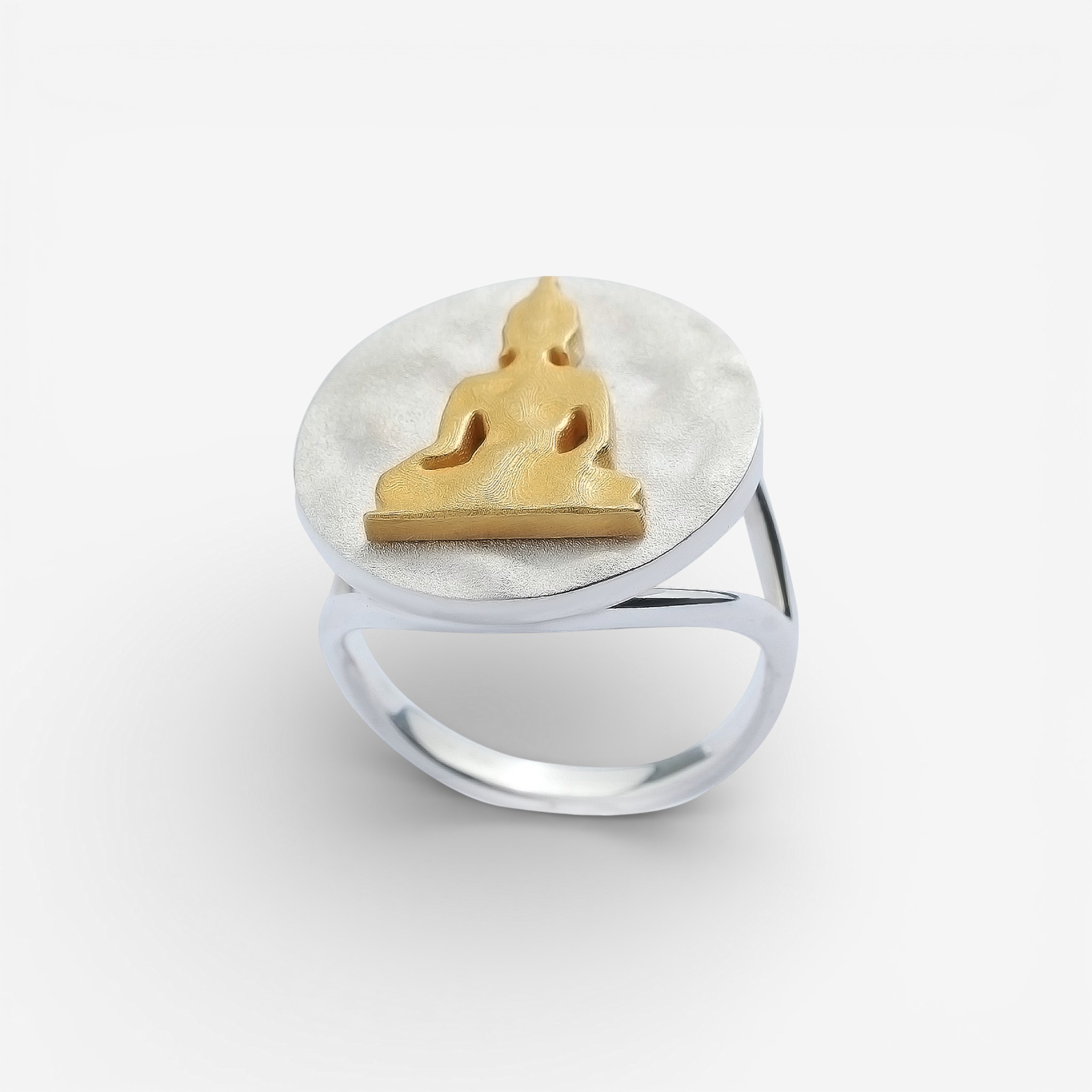 03-00-0625 Кольцо "Будда с позолотой" (Ag 925)-1