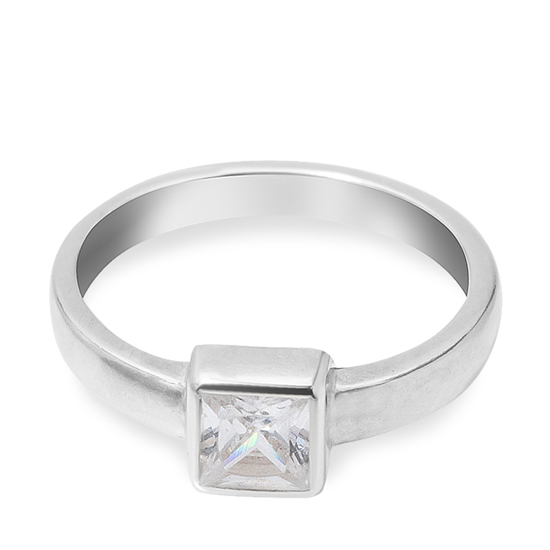 03-00-0174 Кольцо на фалангу с квадратным белым цирконом (гладкое) (Ag 925)