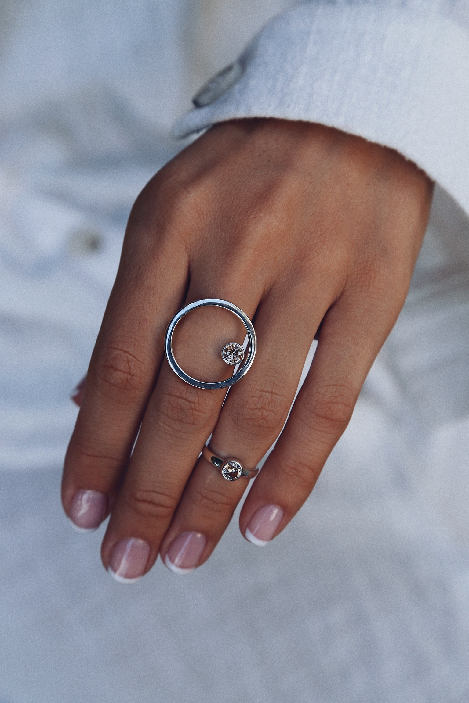 03-00-0290 Кольцо Сфера с цирконом шампань (Ag 925)-3