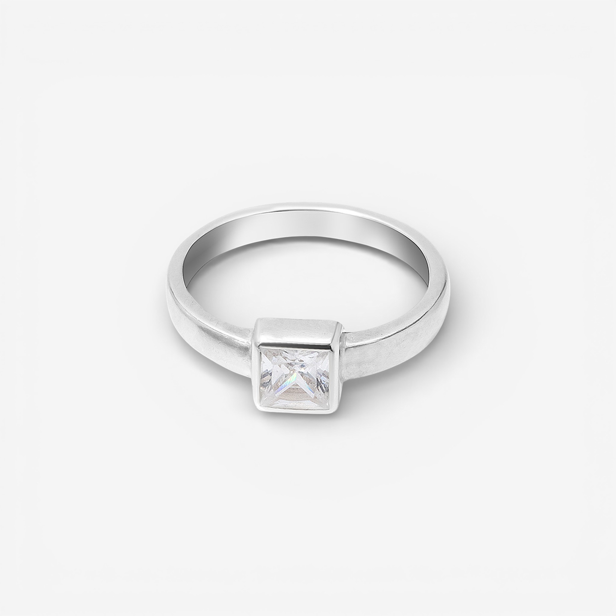 03-00-0174 Кольцо на фалангу с квадратным белым цирконом (гладкое) (Ag 925)-1