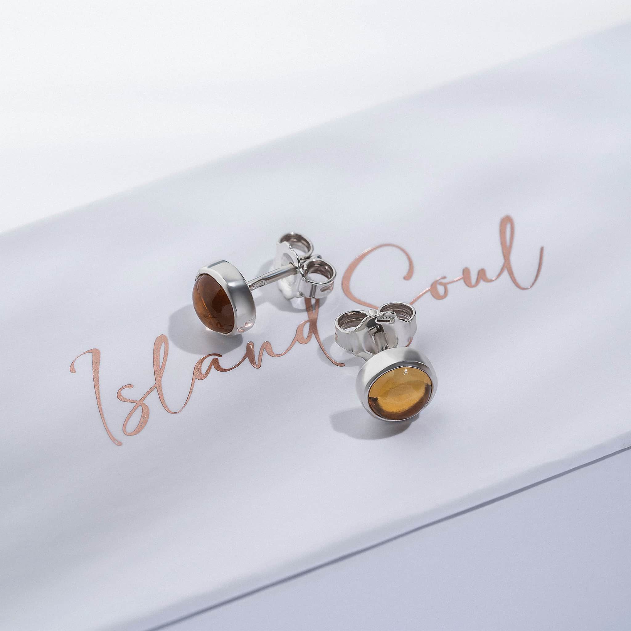 04-00-0164 Гвоздики с цитрином кабошон (круглые) (Ag 925)-2