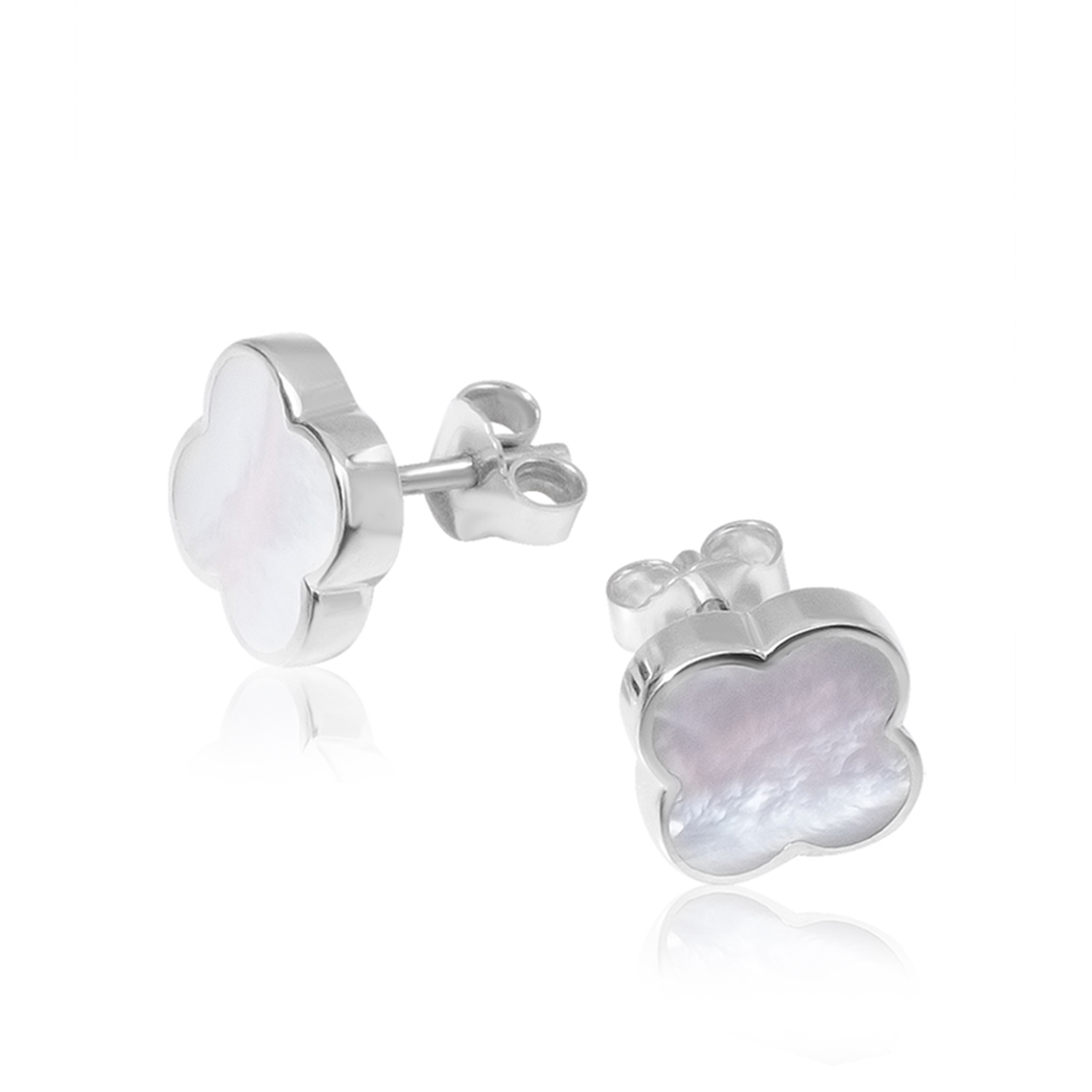 04-00-0185 Гвоздики клевер с белым перламутром (Ag 925)-1