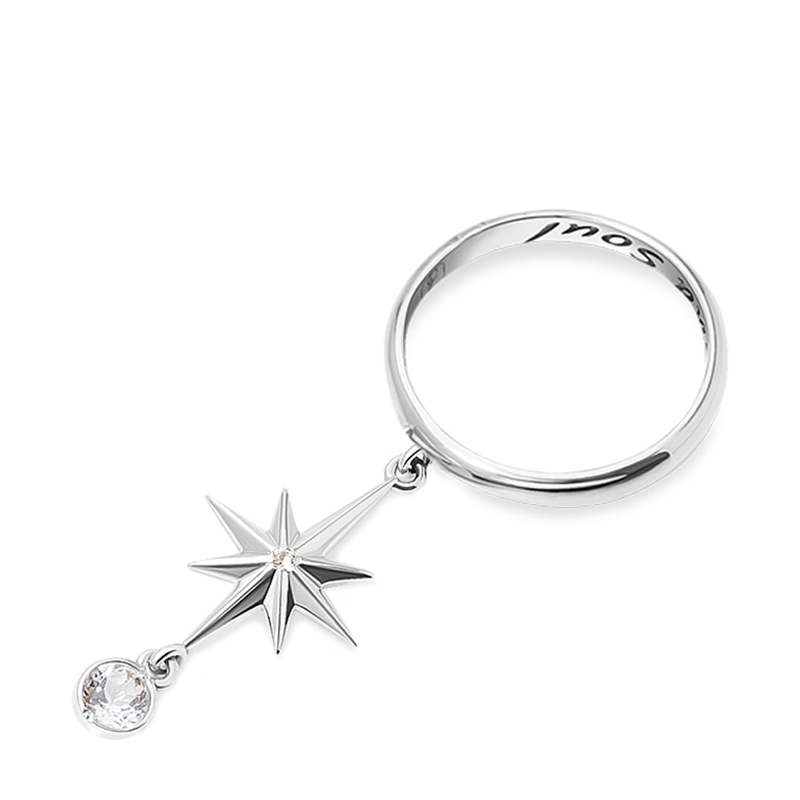 03-00-0552 Кольцо с подвеской Звезда и белыми топазами (Ag 925)