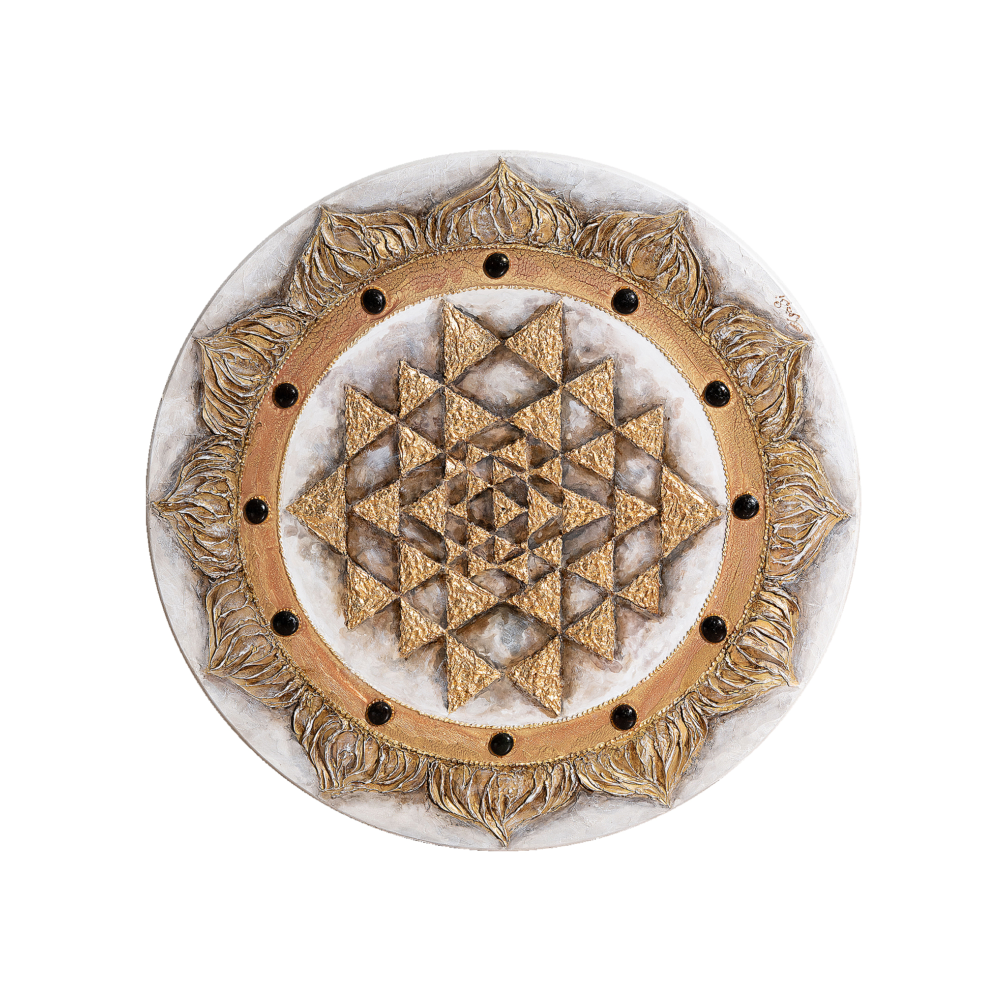 23-01-0001 Картина круглая Шри-янтра золотая-1