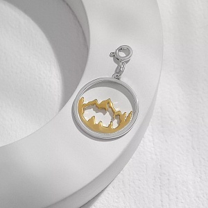 01-00-0681 Подвеска с позолотой "Горные Вершины" на карабине (Ag 925)-2