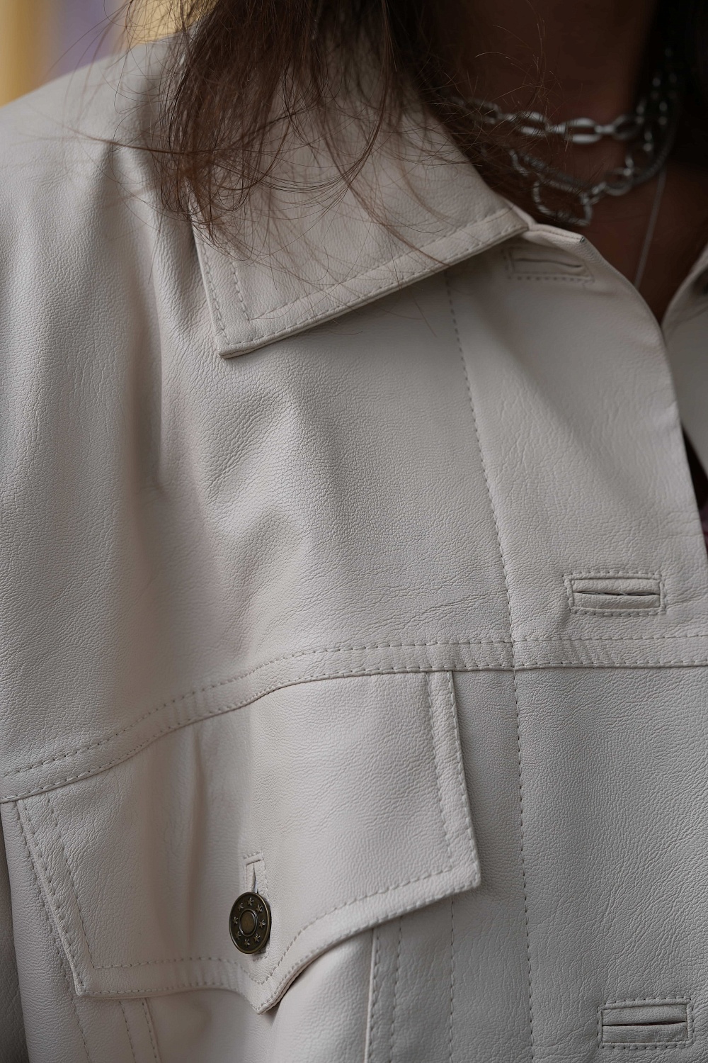 34-00-0037 Рубашка из эко кожи (беж)-3