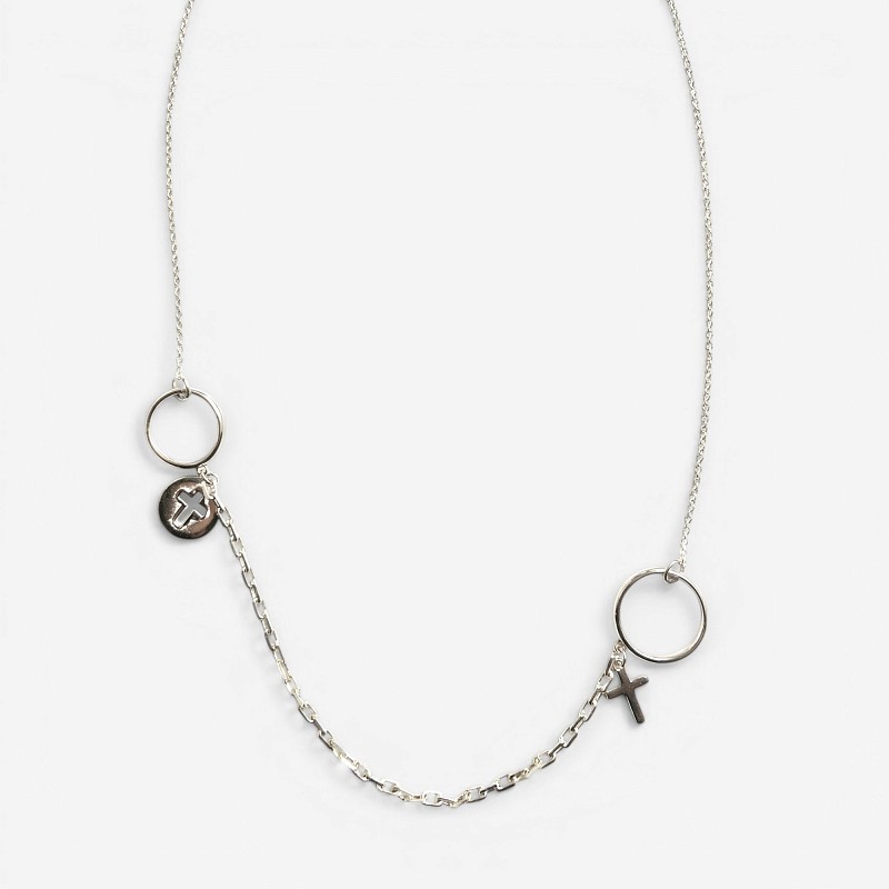 09-00-0109 Колье с крестом (с удлинением) (Ag 925)