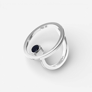 03-00-0013 Кольцо Сфера с чёрным цирконом (Ag 925)-1