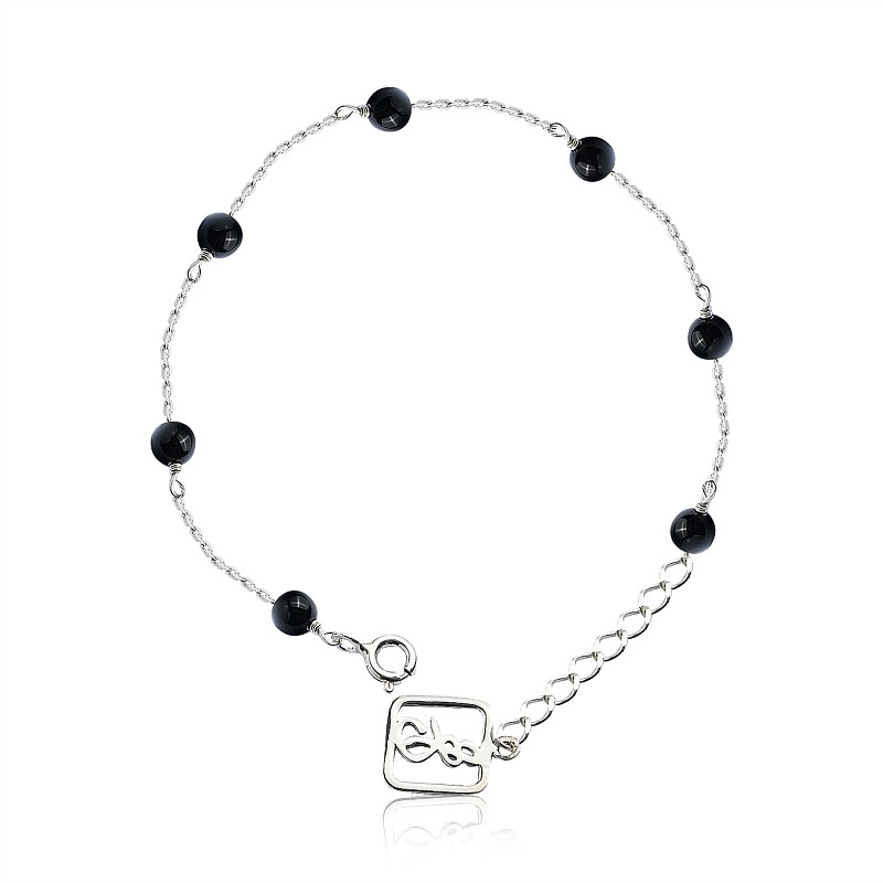 02-10-0149 Браслет с чёрным ониксом (Ag 925)