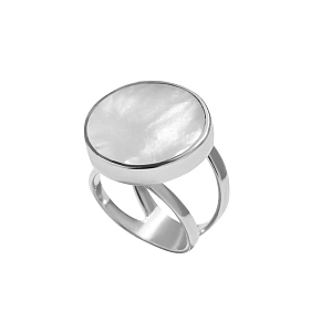 03-00-0116 Кольцо круглое с белым перламутром (Ag 925)-1