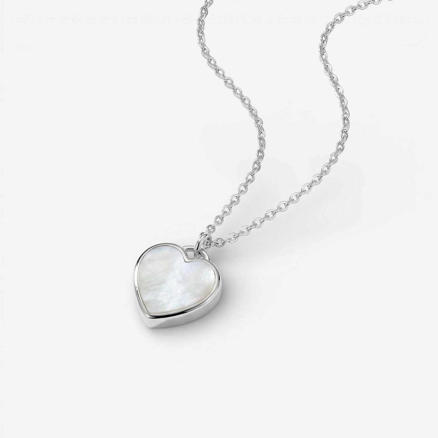 01-00-0463 Колье с сердцем из белого перламутра (Ag 925)-1