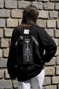 42-00-0015 Лонгслив Будда /Metallica черный с серым принтом-3