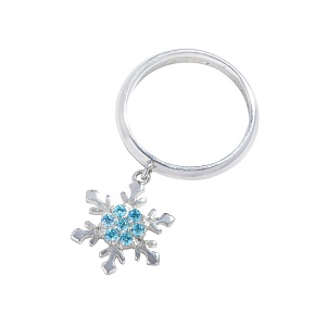 03-00-0516 Кольцо Снежинка с голубым цирконом (Ag 925)-1