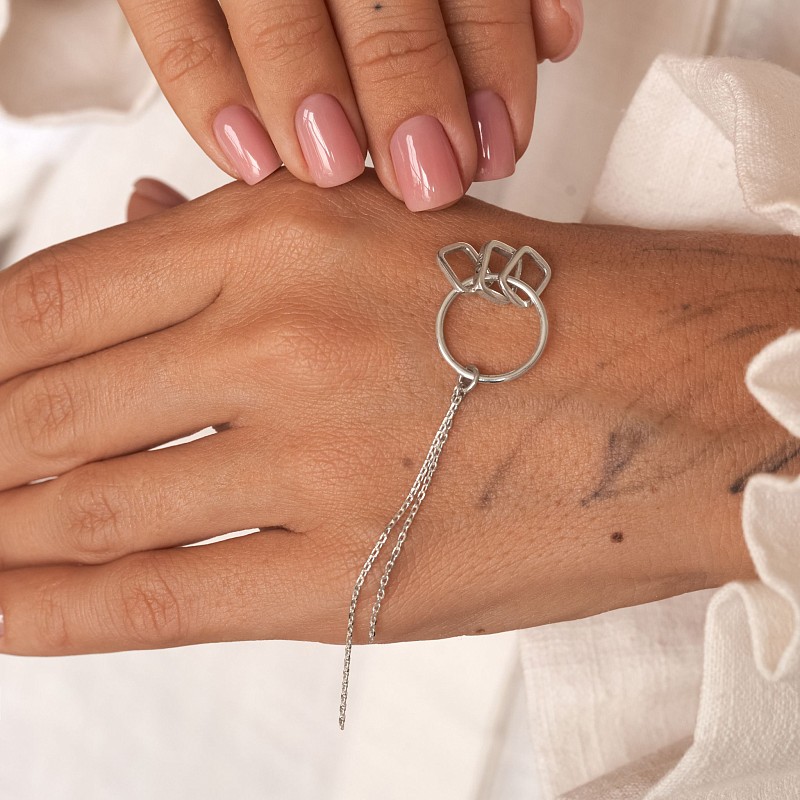 04-00-0733 Подвеска на серьгу с кольцом и цепочкой (Ag 925)