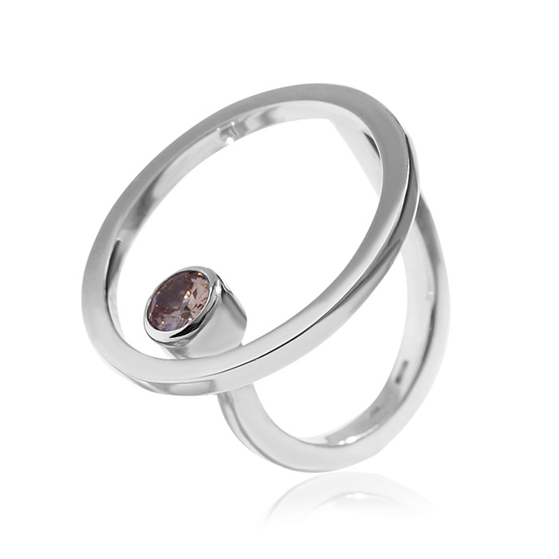 03-00-0290 Кольцо Сфера с цирконом шампань (Ag 925)