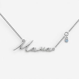 09-00-0119 Колье "Мама" с голубым камнем (Ag 925)-1