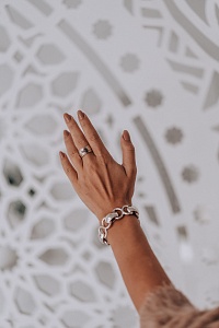 03-00-0355 Кольцо-механизм с серым лунным камнем и белым топазом (Ag 925)-3