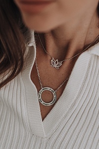 01-00-0488 Колье "Лотос" с цирконами (Ag 925)-2