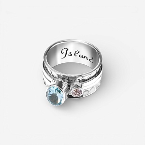 03-00-0457 Кольцо-механизм с овальным топазом Sky фасет и белым топазом (Ag 925)-1