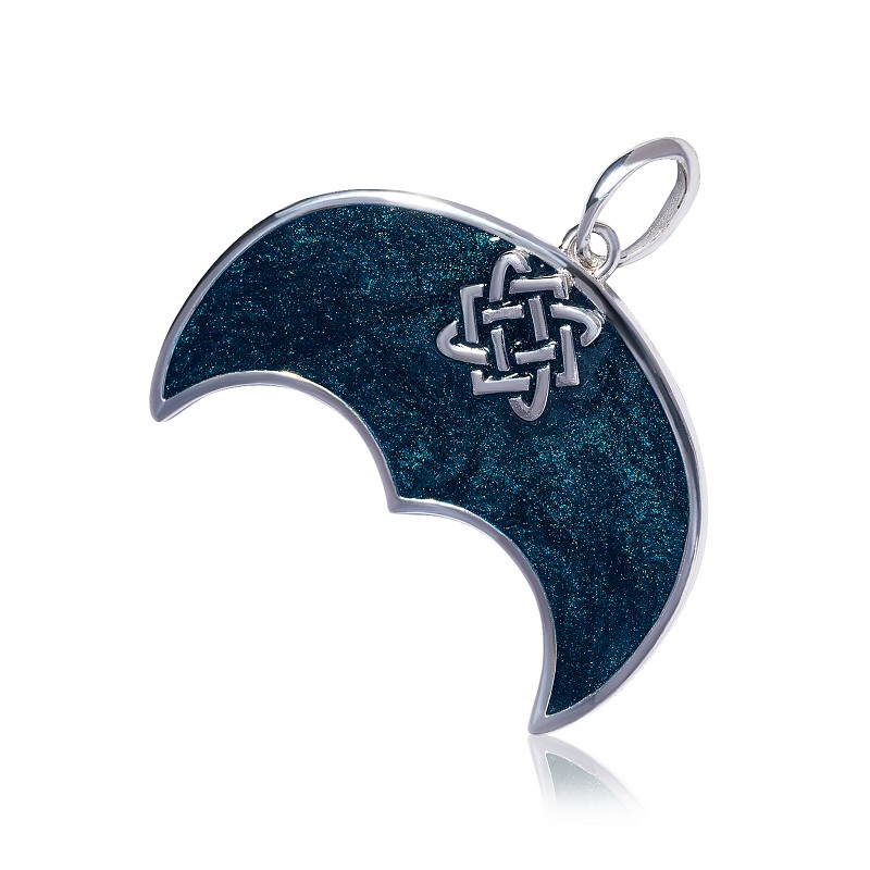 09-00-0026 Подвеска Ладная Лунница с синей эмалью (Ag 925)