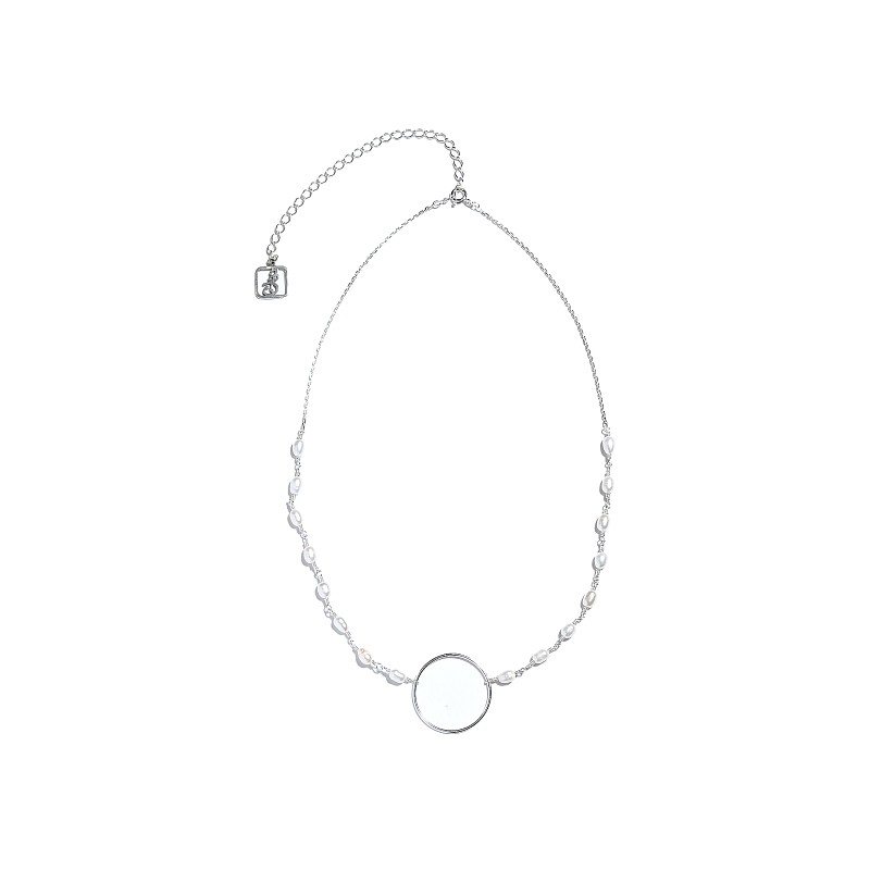 01-00-0130 Колье бесконечность с белым жемчугом (Ag 925)