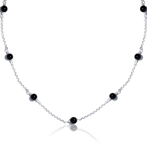 01-00-0219 Колье с бусинами оникса (Ag 925)-1