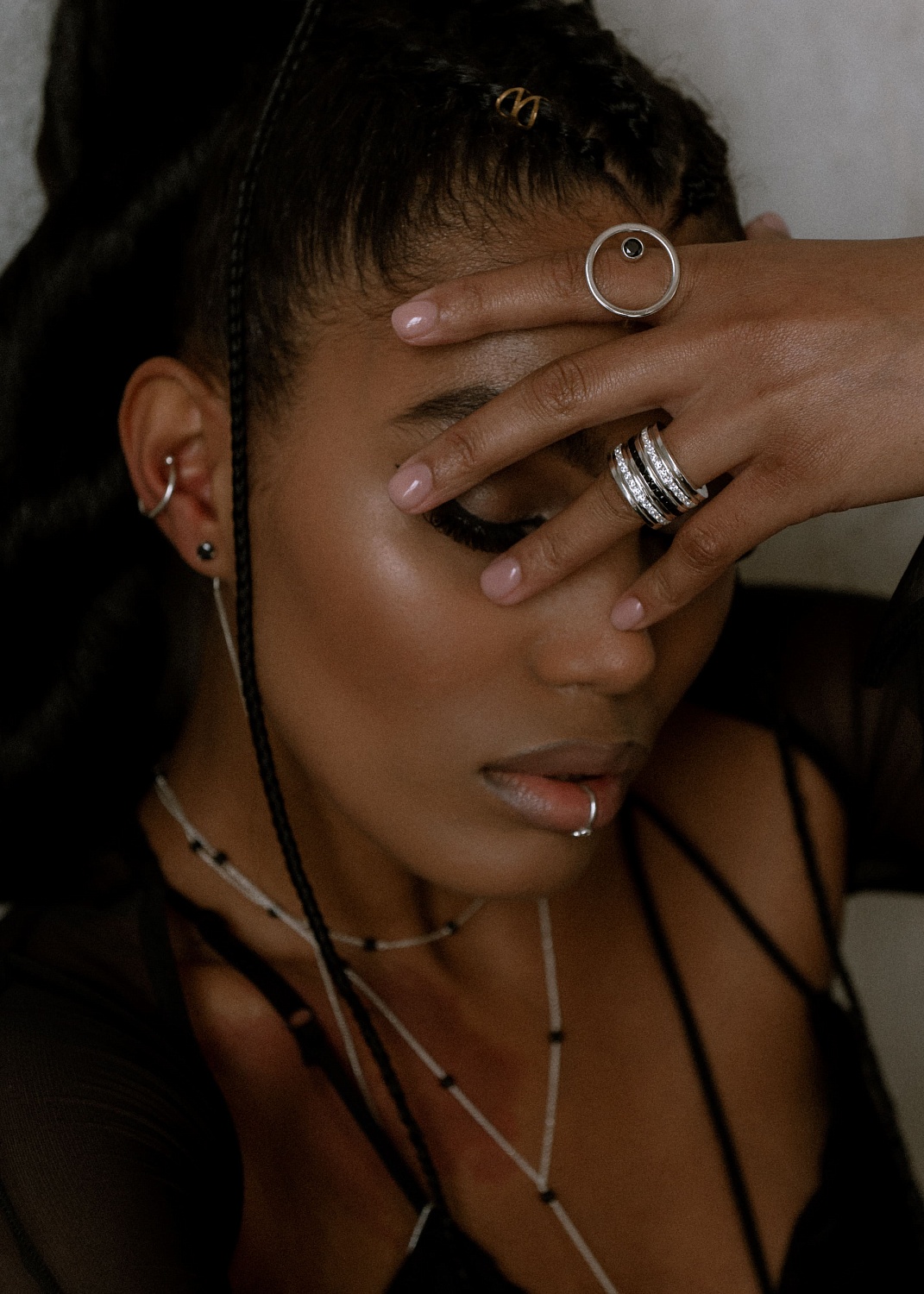 03-00-0013 Кольцо Сфера с чёрным цирконом (Ag 925)-3