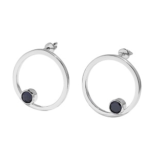 04-00-0004 Гвоздики Сфера с чёрным цирконом (Ag 925)-1