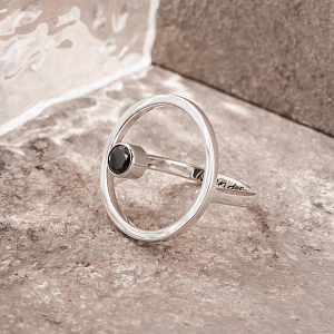 03-00-0013 Кольцо Сфера с чёрным цирконом (Ag 925)-3