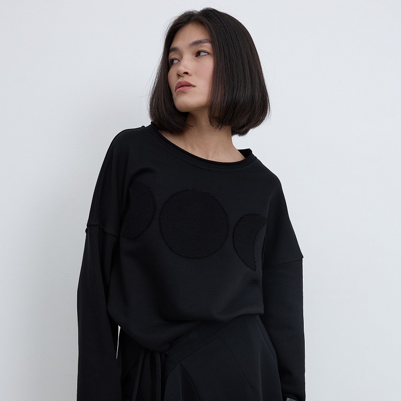 42-10-0069 Лонгслив "луны", Черный