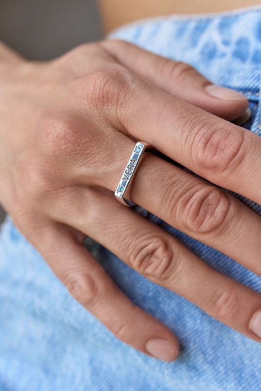 03-00-0673 Кольцо "VERA" blue (Ag 925)