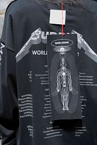 42-00-0015 Лонгслив Будда /Metallica черный с серым принтом-4