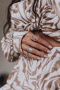 03-00-0290 Кольцо Сфера с цирконом шампань (Ag 925)-4