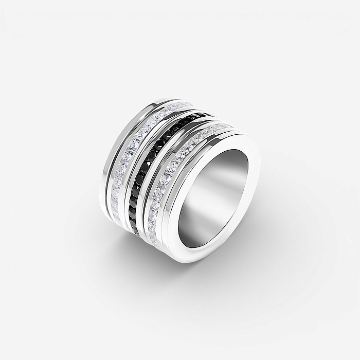 03-00-0393 Кольцо-механизм три дорожки цирконов (Ag 925)