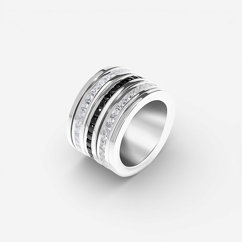 03-00-0393 Кольцо-механизм три дорожки цирконов (Ag 925)