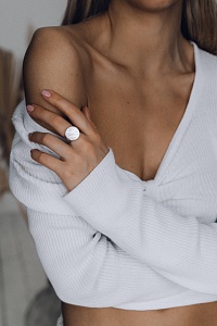 03-00-0116 Кольцо круглое с белым перламутром (Ag 925)-3